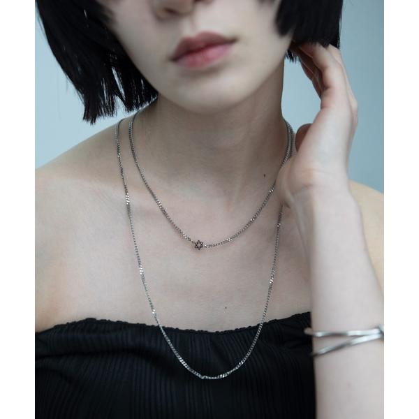 ネックレス スターモチーフ2連チェーンネックレス/取り外し可能 レディース