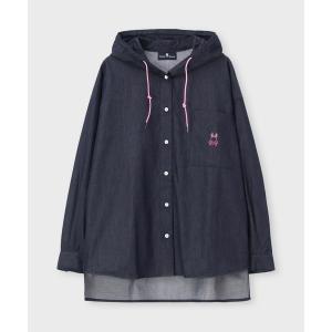 ブラウス シャツ 「WOMEN」BUNNY デニムフードシャツ レディース メンズ