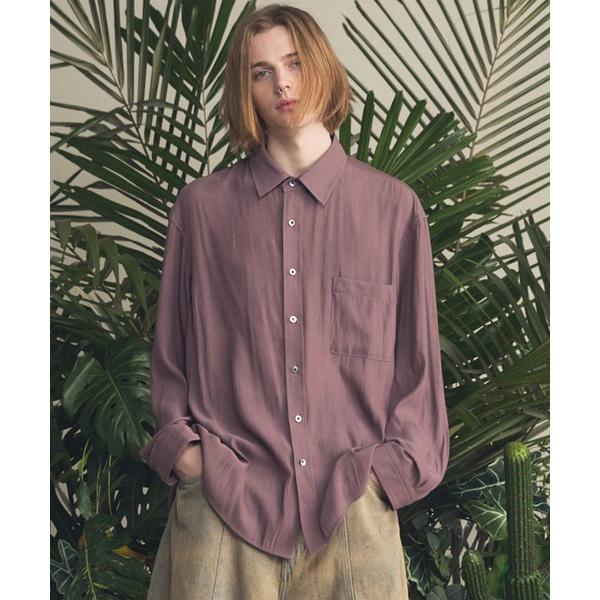 シャツ 「UNISEX」Split Georgette Prime-Over Regular Col...