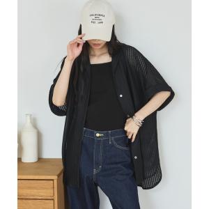 ブラウス シャツ 「セットアップ対応」メッシュレースオーバーシャツ レディース