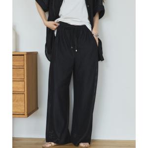 パンツ 「セットアップ対応」メッシュレースイージーパンツ レディース