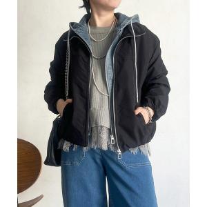 ブルゾン アウター デニムパーカーレイヤード風ブルゾン レディース