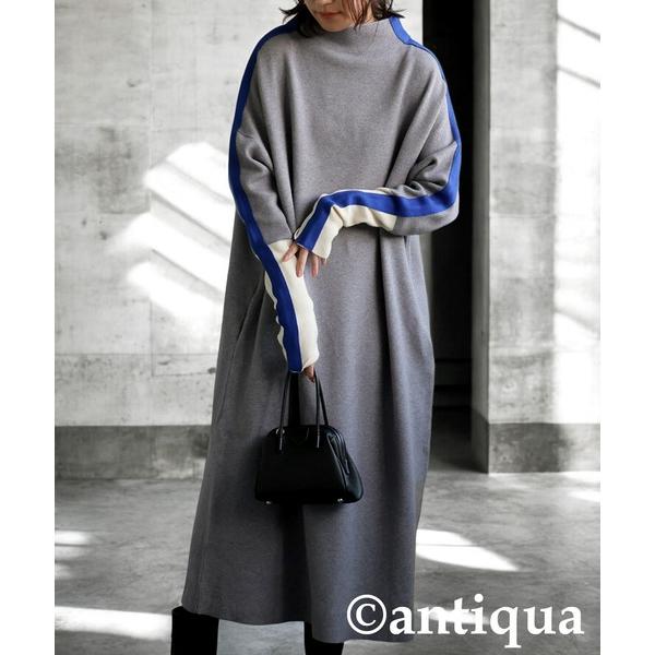 「antiqua」 ニットワンピース R グレー レディース