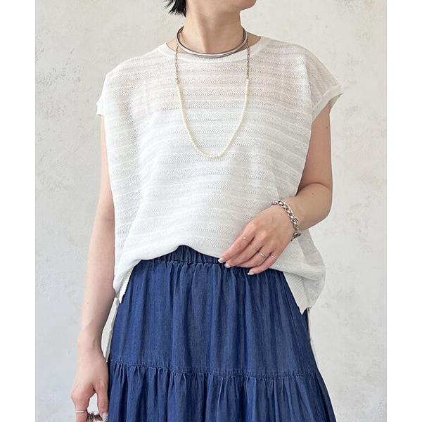 ニット セーター ボーダーフレンチスリーブプルオーバー レディース