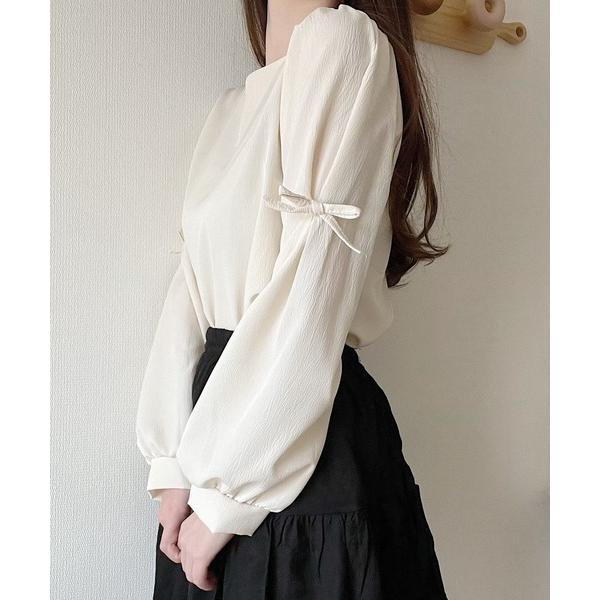 ブラウス シャツ リボンスリーブガーリーブラウス レディース