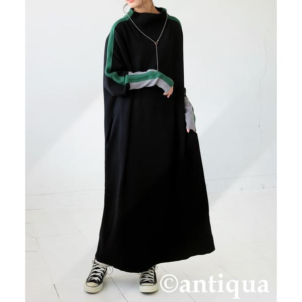 「antiqua」 ニットワンピース R ブラック レディース