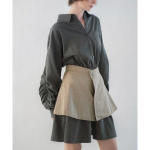 シャツワンピース docking skirt layered like shirt OP