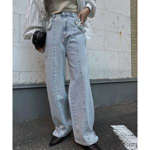ジーンズ デニム デニムパンツ hem adjust center seam broach denim PT レディース