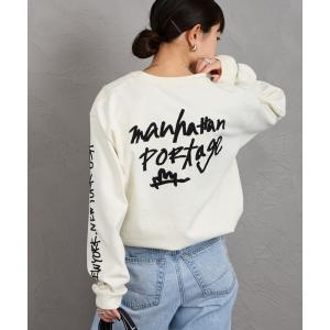 tシャツ 「MANHATTAN PORTAGE/マンハッタンポーテージ」 別注 ピグメント染め 手書き風バックロゴ刺繍ロンT レディース メンズ