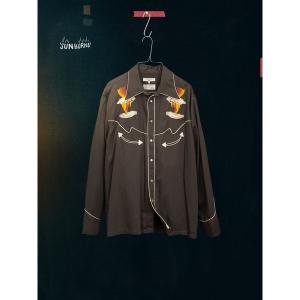 シャツ Nudie Jeans/ヌーディージーンズ Gonzo Western Shirt / ウェスタンシャツ / Black/Brown メンズ