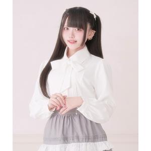 ブラウス シャツ ロゴ刺しゅうボウタイブラウス レディース