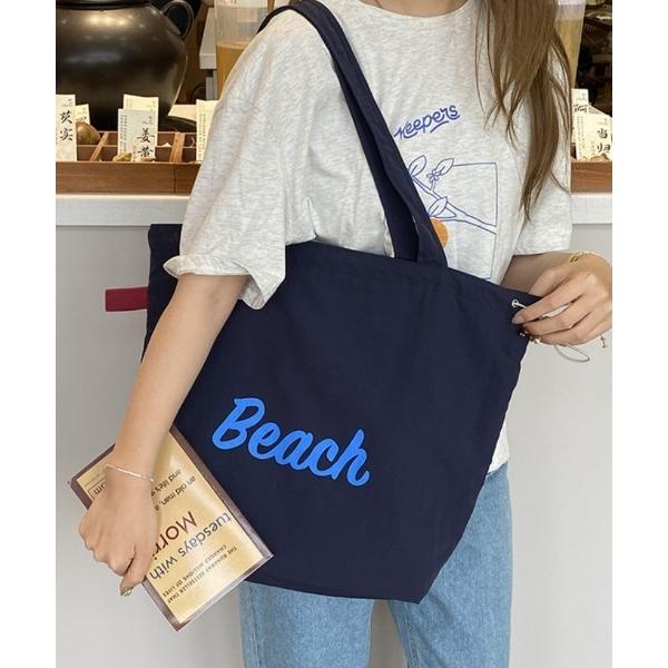 トートバッグ 8色展開 大容量 ロゴプリント トートバッグ レディース