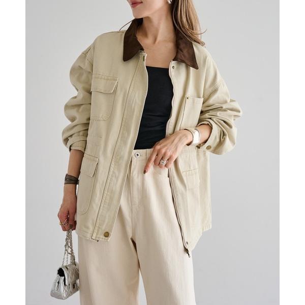 カバーオール 襟配色カバーオールジャケット レディース