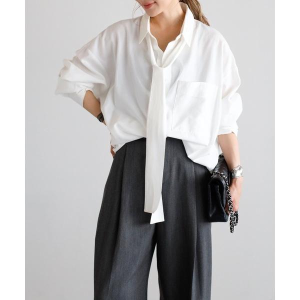 ブラウス シャツ ダンガリーボウタイブラウス レディース