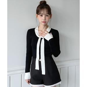 ニット セーター 「2WAY」リボンタイ配色リブニット/2026 SS COLLECTION レディース