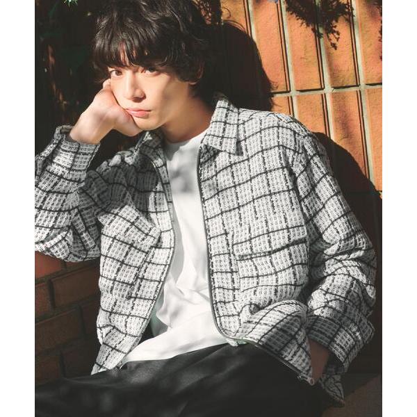 ブルゾン アウター 「カジュアルに上品さをプラス」変わり織ツイードブルゾン　洗濯機OK メンズ