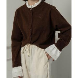 カーディガン shirt frill docking embroidery cardigan / シャツフリルドッキングエンブロイダリーカーディガン