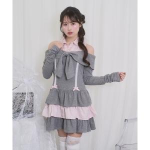 ワンピース オフショルリボンドッキングワンピース