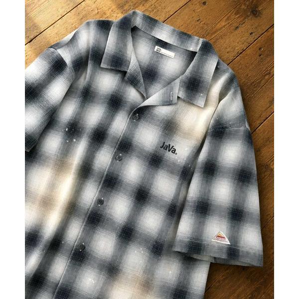 シャツ 「JaVaジャバコラボ」個体差を愉しむ1点モノ。ヴィンテージ加工 オンブレーチェック柄シャツ...