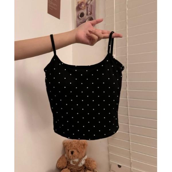 キャミソール ドットキャミソールトップス（胸パッド入り）