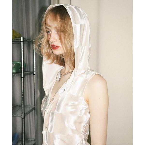 カーディガン bamboo velours sleeve-less hoodie / ベロアフーディ...