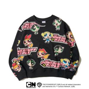 トレーナー スウェット 「The Powerpuff Girls/ パワーパフガールズ」総柄クルーネックスウェットプルオーバー レディース