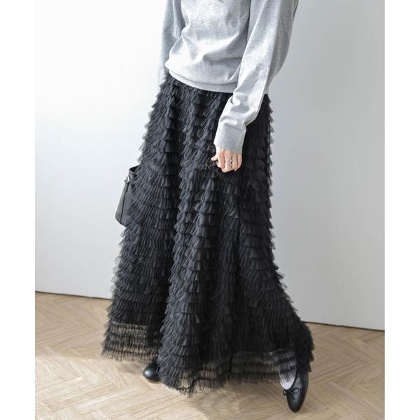 スカート ティアードチュール フレアスカート