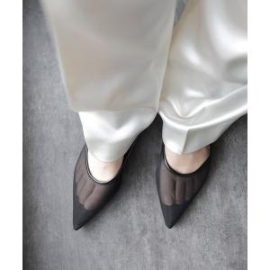 サンダル ポインテッドトゥシースルーミュールサンダル レディース