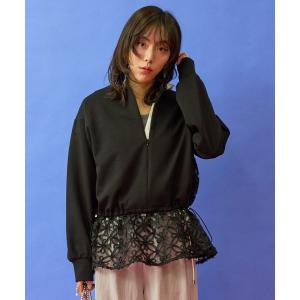 tシャツ 「FONT LAB」チュール刺繍コンビ2WAYトップス レディース