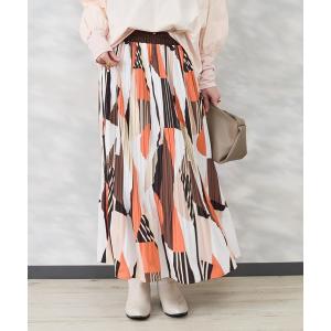 スカート 「FONT LAB」ジオメトリックプリントプリーツスカート