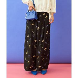 パンツ 「FONT LAB」ボタニカルフラワープリントワイドパンツ レディース