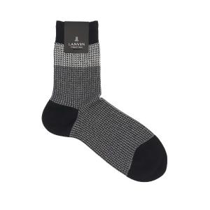 靴下 LANVIN COLLECTION 抗菌防臭 ハイゲージ 千鳥格子 ミドルソックス 02412145 メンズ