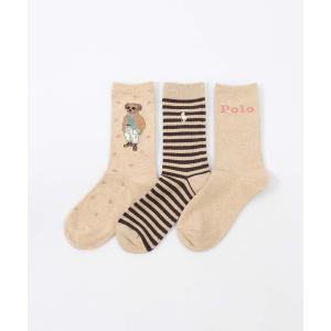 ラルフローレン 靴下 「WEB限定」「3足セット」POLO RALPH LAUREN PRE SPRING BEAR ＆ WAFFLE STRIPE ＆ Polo LOGO クルーソックス レディース 93246302