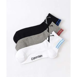 靴下 「3足セット」Calvin Klein メンズ レディース 抗菌防臭 フロントロゴ ショートソックス 92572507 レディース メンズ
