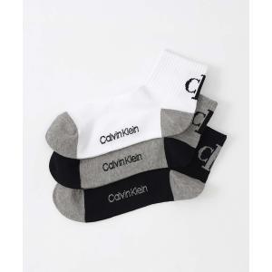 くるぶし 靴下 「3足セット」Calvin Klein メンズ レディース 抗菌防臭 甲メッシュ バックロゴ ショートソックス 92572508 レディース メンズ