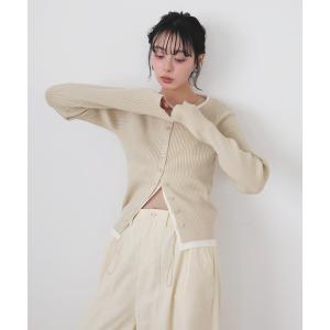 カーディガン バイカラーリブニットカーデ レディース