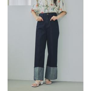 ワイドパンツ ジーンズ デニム デニムパンツ ターンアップデニムワイドパンツ　660072 レディース