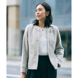 セレモニースーツ スーツ 入学式 入園式 卒業式 ＩＥＤＩＴ　凛と華やぐ　上品ツイードジャケット「ノーブルグレー」 レディース