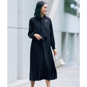 ワンピース 入学式 卒業式 ＩＥＤＩＴ　ブローチ＆ボウタイで印象チェンジがかなう　上品伸びやかな万能ワンピース「ブラック」