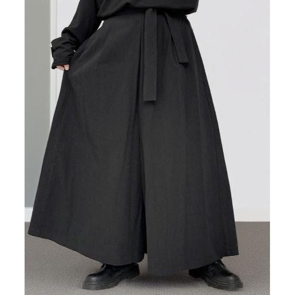 ワイドパンツ パンツ ルーズシルエット ワイドパンツ レイヤード ドレープ 袴 パンツ メンズ レデ...