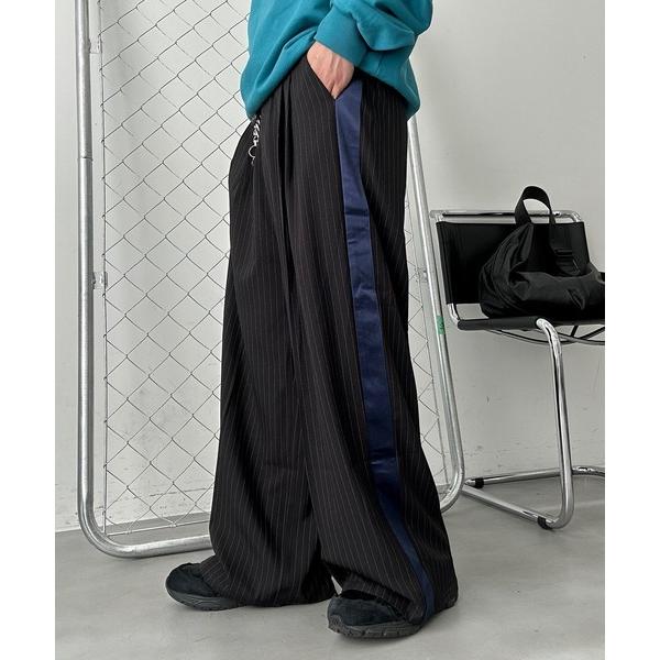 スラックス 「ユニセックス」サイドラインストライプワイドパンツ メンズ レディース