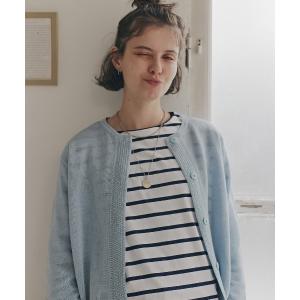 カーディガン 「ウォッシャブル」ミドルゲージギマクルーネックカーディガン レディース