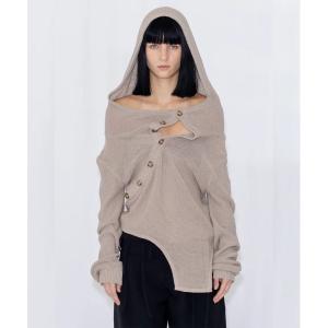 ニット セーター OPEN KNIT HOODED TOP レディース