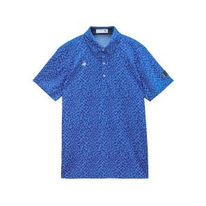 ポロシャツ 半袖 「le coq sportif GOLF」吸汗速乾/接触冷感/UV CUT(UPF30)/遮熱/ストレッチ/消臭　ミナモ柄ポロ半袖シャツ　ゴルフウェア