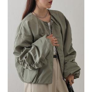 ブルゾン アウター 袖ギャザーブルゾン レディース