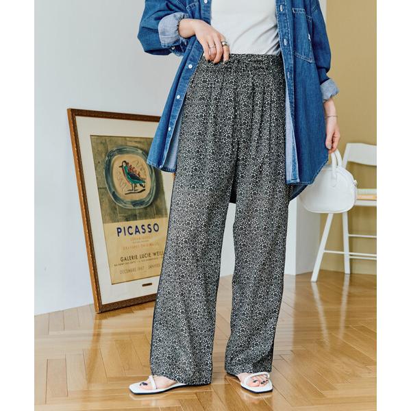 ワイドパンツ パンツ 限定展開　インド 2トーン 花柄 イージーパンツ レディース