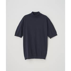 セーター ニット モックネック半袖コットンニットＴシャツ メンズ