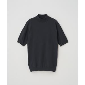 セーター ニット モックネック半袖コットンニットＴシャツ メンズ