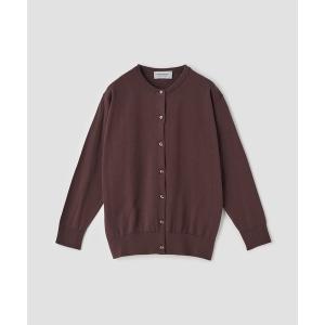 カーディガン コットンクルーネック７分袖ニットカーディガン レディース