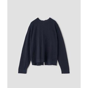 ニット セーター コットンレース編みバックリボンニットトップス レディース